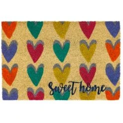 Wadiga Paillasson Coco Coeurs Colorés Sweet Home 60x40cm