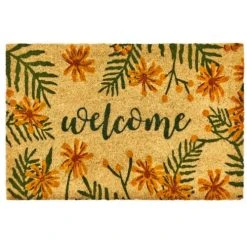 Wadiga Paillasson Coco Fleurs Jaunes Welcome 60x40x1.5cm