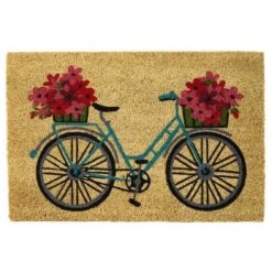 Wadiga Paillasson Coco Multicolore Vélo Fleuri 60x40x1,5cm