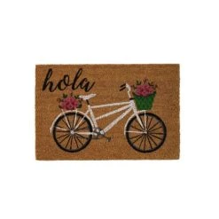 Wadiga Paillasson Coco Multicolore Vélo Fleuri Hola 60x40x1,5cm