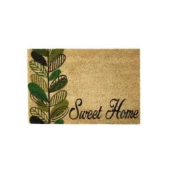 Wadiga Paillasson Coco Plante Verte Sweet Home 60x40x1,5cm