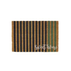 Wadiga Paillasson Coco Rayures Sweet Home Bleu Et Vert 60x40x1,5cm