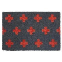 Wadiga Paillasson En Coco Gris Et Orange 60x40