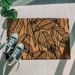 The Deco Factory Paillasson Fibre De Coco Motif Feuilles Naturel-noir 60x40 -Maisons Du Monde Boutique paillasson fibre de coco motif feuilles naturel noir 60x40 2