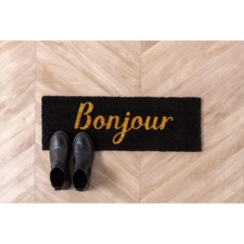 PRESENT TIME Paillasson Rectangulaire En Fibre De Coco 75x26 Cm Noir Et Beige 4 PRESENT TIME Paillasson Rectangulaire En Fibre De Coco 75x26 Cm Noir Et Beige – Image 2