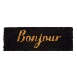 PRESENT TIME Paillasson Bonjour Noir Coco Naturel -Maisons Du Monde Boutique paillasson rectangulaire en fibre de coco 75x26cm noir et beige bonjour