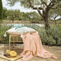 Magma Plaid 100% Coton Gaufré Rose Pêche 130x170