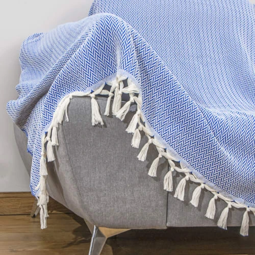 Febronie Plaid 130x170 Bleu Grec 3 Febronie Plaid 130x170 Bleu Grec