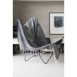 Febronie Plaid 130x170 Gris Moyen -Maisons Du Monde Boutique plaid 130x170 gris moyen 17