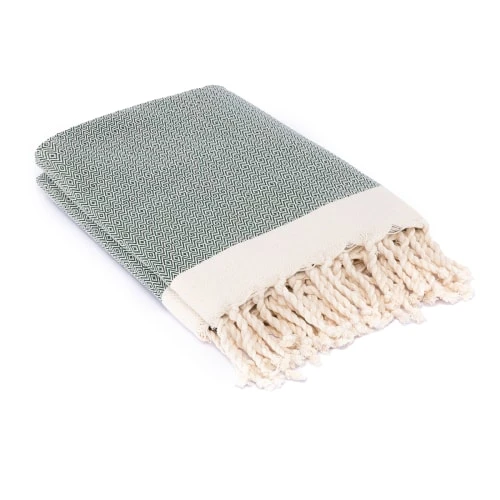 Febronie Plaid 130x170 Vert Kaki / écru 4 Febronie Plaid 130x170 Vert Kaki / écru – Image 2