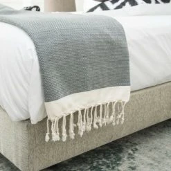 Febronie Plaid 130x170 Vert Kaki / écru