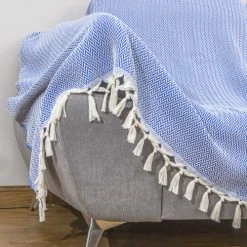 Febronie Plaid 160x250 Bleu Grec