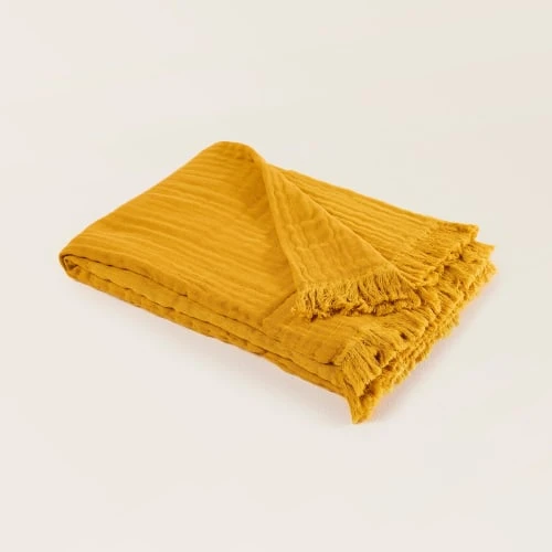 Madura Plaid 180x280 Cm Ocre En Coton Recyclé,Coton 4 Madura Plaid 180x280 Cm Ocre En Coton Recyclé,Coton – Image 2