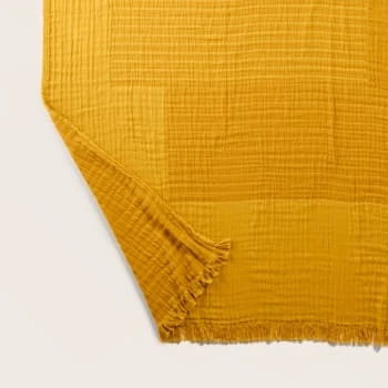 Madura Plaid 180x280 Cm Ocre En Coton Recyclé,Coton 8 Madura Plaid 180x280 Cm Ocre En Coton Recyclé,Coton – Image 6