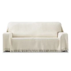 Eysa Plaid 2 Places Beige 180 Cm (Mesures Comptant Les Franges)