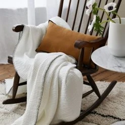 Madura Plaid 240x260 Cm Blanc Et Feston Noir