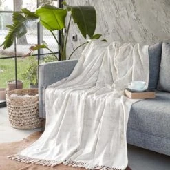 Sensei Maison Plaid Chaud Avec Franges Or 130x170 Cm