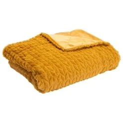 Amadeus Plaid Chevron Camel 130 Cm X 170 Cm En Polyester Jaune