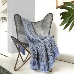 Malagoon Plaid De Mêlée Bleu Et Rose Velour 125x150