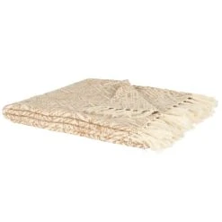 Maisons Du Monde Plaid En Coton Et Acrylique écru Et Beige 130x170