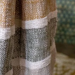 Now’s Home Plaid En Coton Et Polyester Gris Et Ocre 150cm -Maisons Du Monde Boutique plaid en coton et polyester gris et ocre 150cm 2