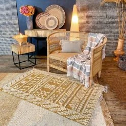 Now’s Home Plaid En Coton Et Polyester Gris Et Ocre 150cm -Maisons Du Monde Boutique plaid en coton et polyester gris et ocre 150cm 3