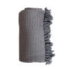 Home Maison Plaid En Coton Recyclé Gaufré Gris Clair 150 X 125