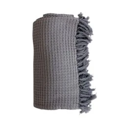 Home Maison Plaid En Coton Recyclé Gaufré Gris Clair 150 X 125 -Maisons Du Monde Boutique plaid en coton recycle gaufre gris clair 150 x 125 2