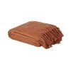 Maisons Du Monde Plaid En Coton Recyclé Terracotta Avec Pompons 160x210