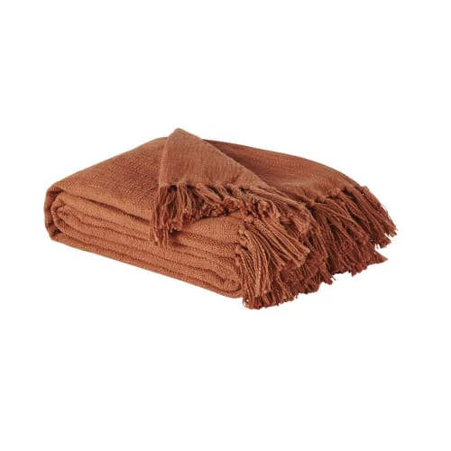 Maisons Du Monde Plaid En Coton Recyclé Terracotta Avec Pompons 160x210 4 Maisons Du Monde Plaid En Coton Recyclé Terracotta Avec Pompons 160x210 – Image 2