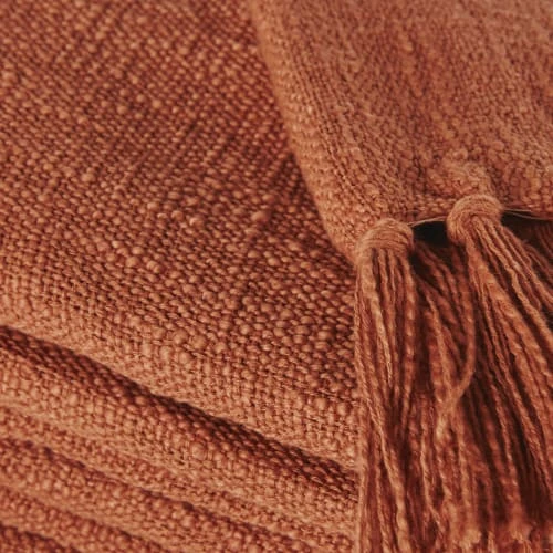 Maisons Du Monde Plaid En Coton Recyclé Terracotta Avec Pompons 160x210 5 Maisons Du Monde Plaid En Coton Recyclé Terracotta Avec Pompons 160x210 – Image 3