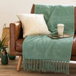 Maisons Du Monde Plaid En Coton Recyclé Vert Chiné Avec Franges 180x240 -Maisons Du Monde Boutique plaid en coton recycle vert chine avec franges 180x240 1000 14 11 222969 1