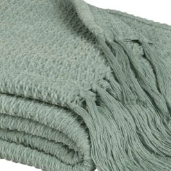 Maisons Du Monde Plaid En Coton Recyclé Vert Chiné Avec Franges 180x240 -Maisons Du Monde Boutique plaid en coton recycle vert chine avec franges 180x240 1000 14 11 222969 4