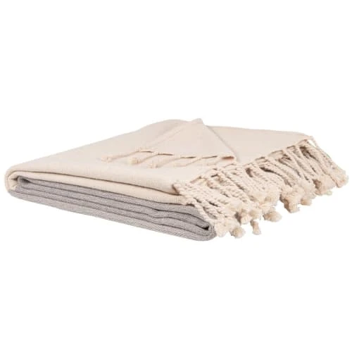 Maisons Du Monde Plaid En Coton Tissé écru Et Gris 160x210 4 Maisons Du Monde Plaid En Coton Tissé écru Et Gris 160x210 – Image 2