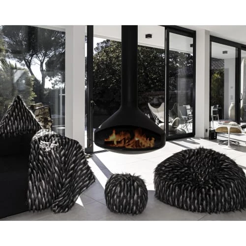 MX HOME Plaid En Fausse Fourrure Brodé Noire Et Blanche 5 MX HOME Plaid En Fausse Fourrure Brodé Noire Et Blanche – Image 3