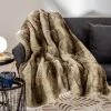 Home Maison Plaid En Fausse Fourrure Polyester Beige 120 X 160 Cm