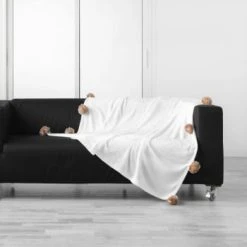 Home Maison Plaid En Flanelle à Pompons Polyester Gris 150 X 125 -Maisons Du Monde Boutique plaid en flanelle a pompons polyester naturel 150 x 125