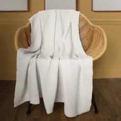 Blanc Cerise Plaid En Gaze De Coton 130x170cm Blanc Craie