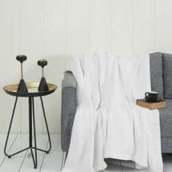 Sensei Maison Plaid En Gaze De Coton Blanc 130x170 Cm