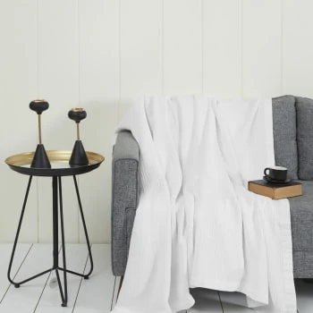 Sensei Maison Plaid En Gaze De Coton Blanc 130x170 Cm 5 Sensei Maison Plaid En Gaze De Coton Blanc 130x170 Cm – Image 3