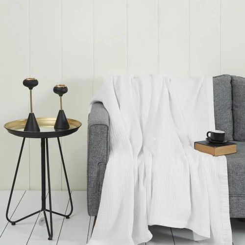 Sensei Maison Plaid En Gaze De Coton Blanc 130x170 Cm 3 Sensei Maison Plaid En Gaze De Coton Blanc 130x170 Cm