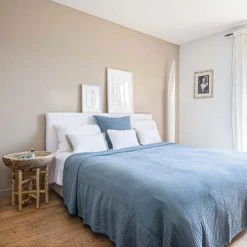 Maison D'été Plaid En Gaze De Coton Bleu Fumé 180X220 CM