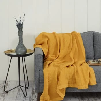 Sensei Maison Plaid En Gaze De Coton Blanc 130x170 Cm 7 Sensei Maison Plaid En Gaze De Coton Blanc 130x170 Cm – Image 5