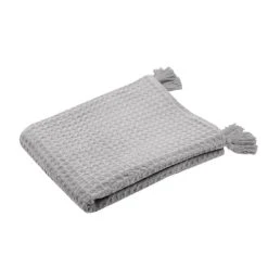 Home Maison Plaid En Nid D'abeille à Pompons Coton Naturel 150 X 125 -Maisons Du Monde Boutique plaid en nid d abeille a pompons coton naturel 150 x 125 1