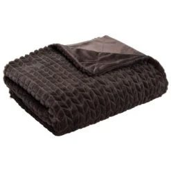 Amadeus Plaid En Polyester Chevrons 130 X 170 Cm Chocolat