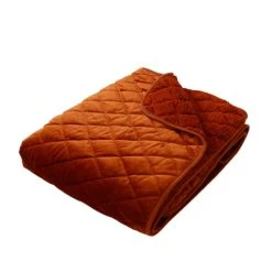 Home Maison Plaid En Velours Et Sherpa Cognac 150 X 125 -Maisons Du Monde Boutique plaid en velours et sherpa cognac 150 x 125 2