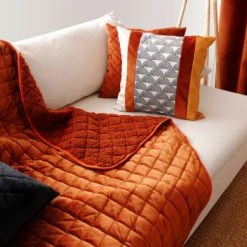 Home Maison Plaid En Velours Et Sherpa Cognac 150 X 125 -Maisons Du Monde Boutique plaid en velours et sherpa cognac 150 x 125 3