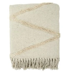 The Home Deco Factory Plaid Ethnique Relief Losange écru Coton 120x150cm -Maisons Du Monde Boutique plaid ethnique relief losange ecru coton 120x150cm 3