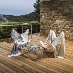 Brun De Vian-Tiran Plaid Fin Doux En Laine Rose Pâle 150x200 Cm