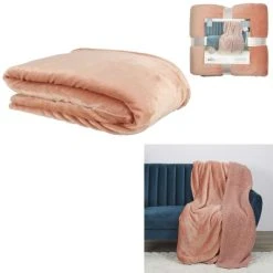 TOILINUX Plaid Flanelle 140x220 Cm Pêche -Maisons Du Monde Boutique plaid flanelle 140x220 cm peche 3